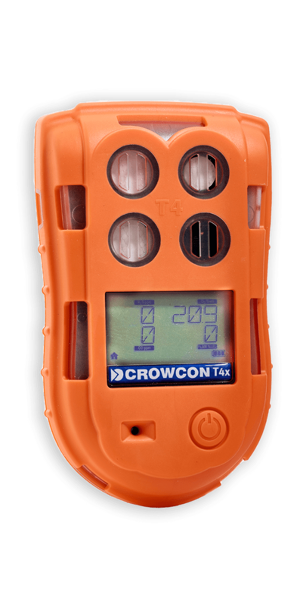 CROWCON, T4x 4-Gas(O2, H2S, CO, O2) Personal Monitor with Charging Cradle