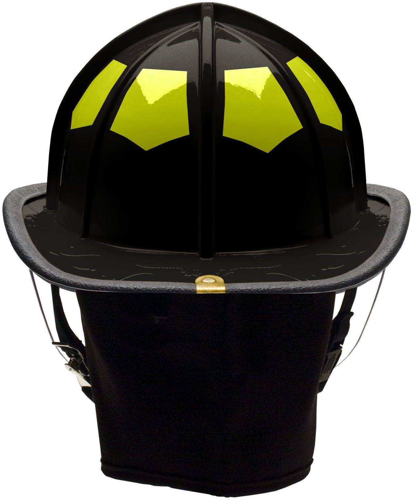 Bullard UST-LW Black Fire Helmet with 4" Face Shield and 5" Brass Eagle