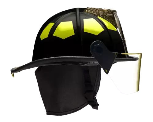 Bullard UST-LW Black Fire Helmet with 4" Face Shield and 5" Brass Eagle