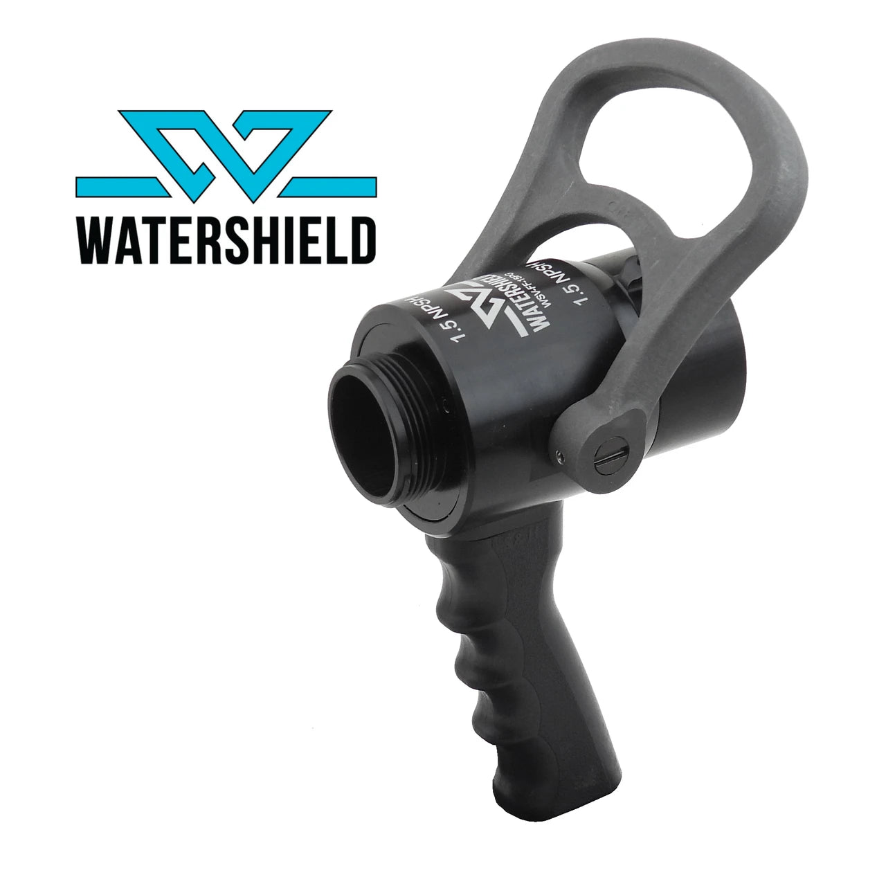 Watershield 1.5" Ball Shutoff W/ 1-1/2" Waterway, Pistol Grip, and full-time swivel - MODEL# WSV-FF-15PG